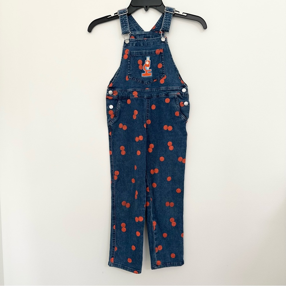 Christian Robinson Denim Orange Polka Dot Overalls Scientist Unisex 5T Kid STEAM